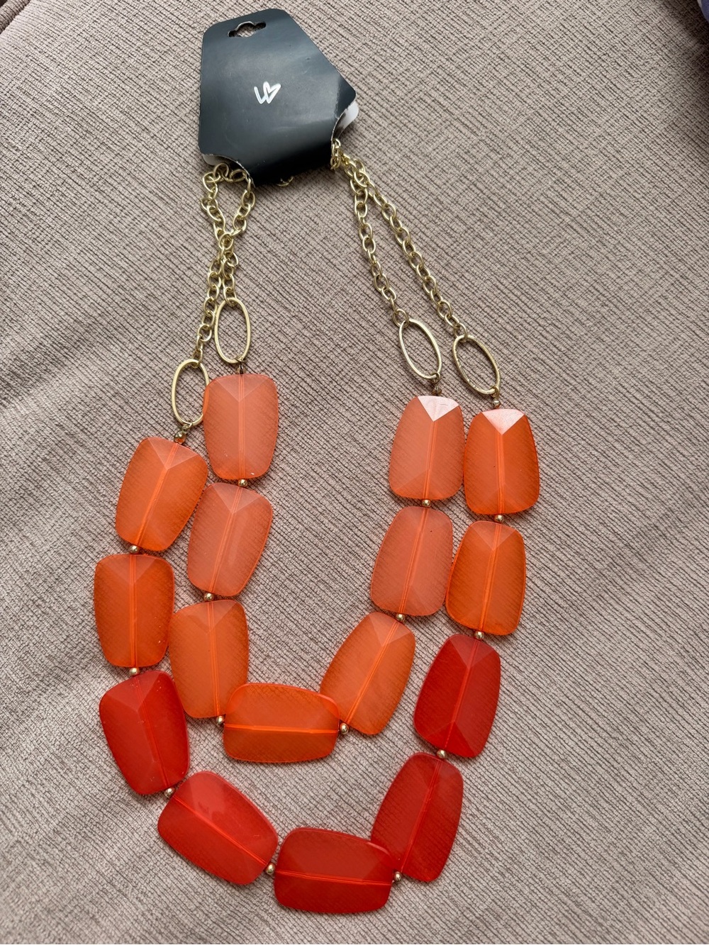 Lane Bryant Orange Multi-Strand Resin Statement Necklace